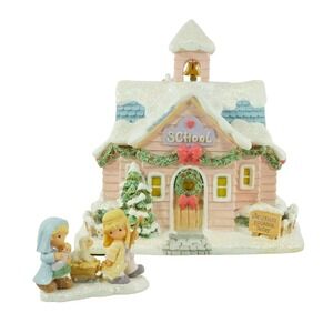 Hawthorne Village MERRY MEMORIES SCHOOL 2001 Precious‎ Moments C9758 with Manger